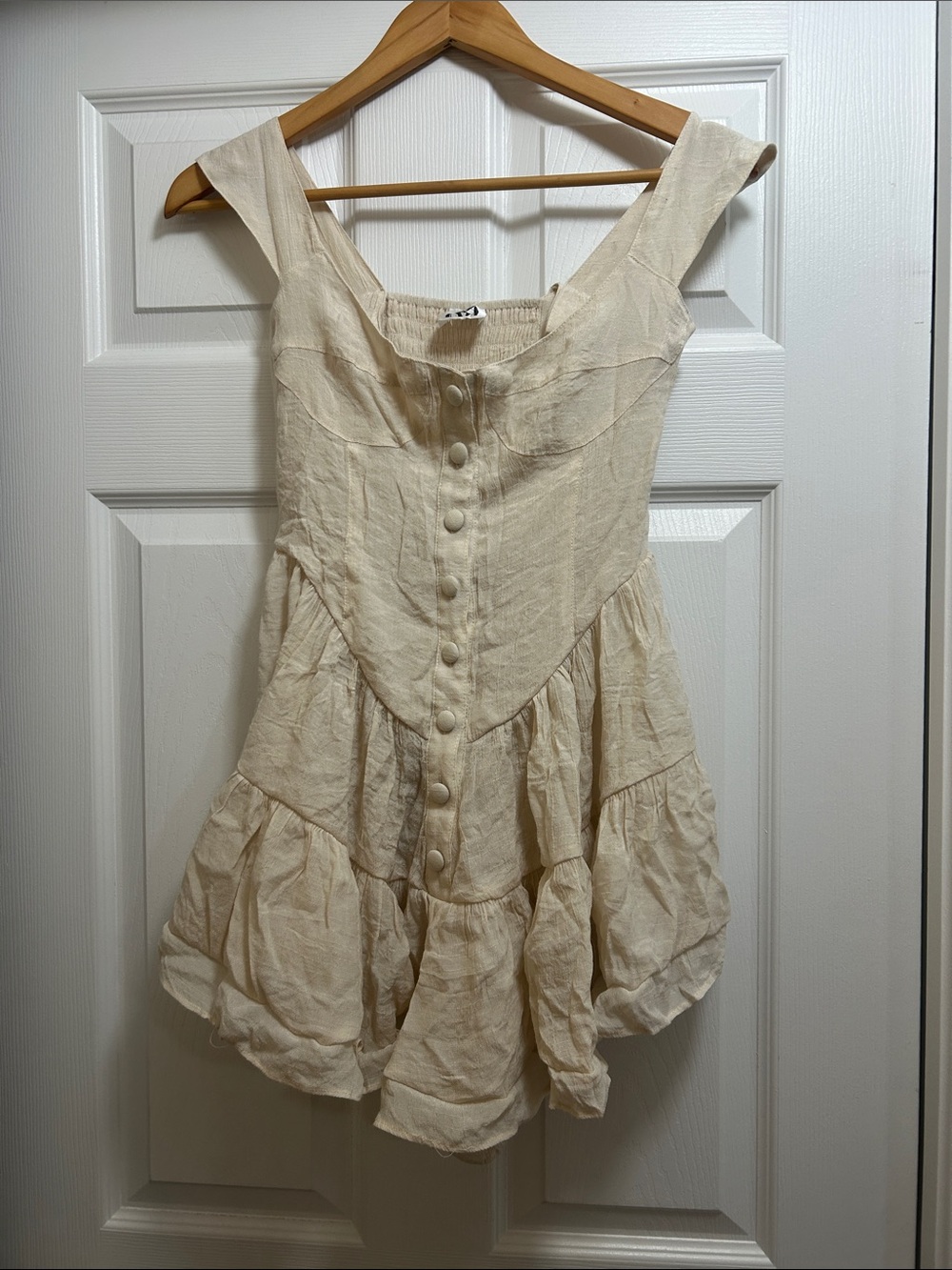 Cream Drop Waist Romper